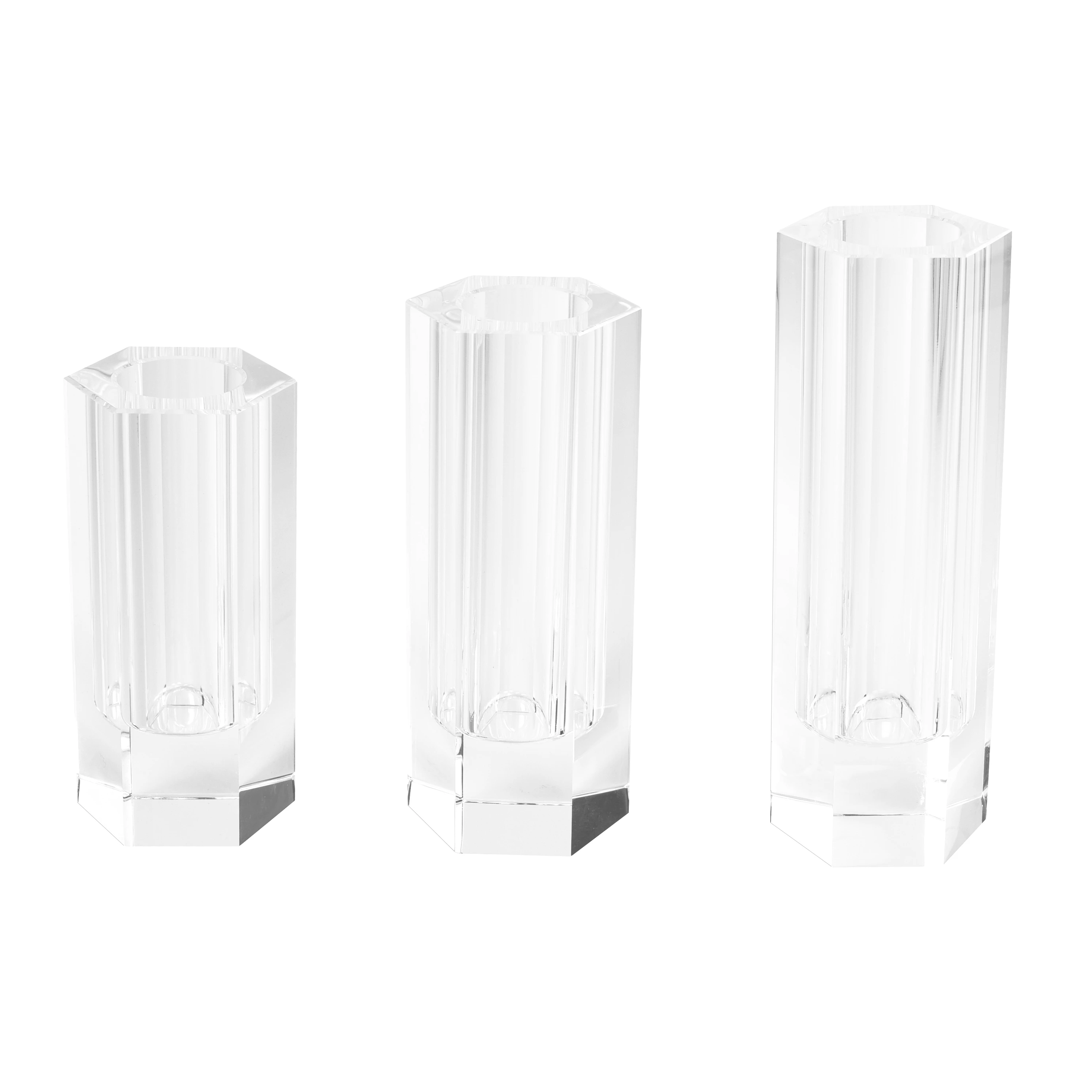 Modern Luxury Wholesale Set of 4 Cylinder K9 Crystal Tabletop Flower Vase For sale For Wedding Home Hotel Office Decor