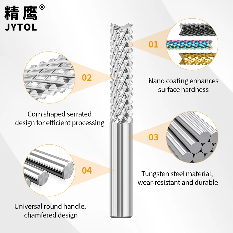PCB Flat Head Corn Milling Cutter Alloy End Mill Tungsten Steel for Synthetic stone Glass fiber Insulation board