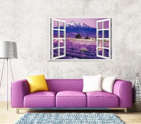 
AY9234B False Window Removable DIY Wall Stickers 3D Flower Window Scenery 