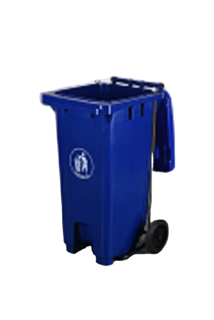 XDPC 240-Liter Outdoor Pedal Bin Standing Structure HDPE Garbage Basket with Wheels for Paper and Plastic Waste