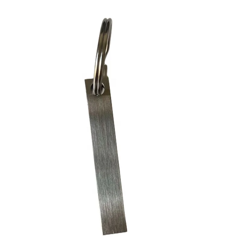 304 stainless steel brush finish cube keychain Gift Key chains key rings hook Custom logo Laser Engraved Bar Keychain