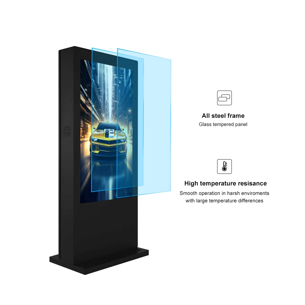 High Brightness 55 65 75 Inch Waterproof Outdoor Digital Signage Displays 5000 Nits 4K IP65 Touch Screen Kiosk Store Totem Kiosk