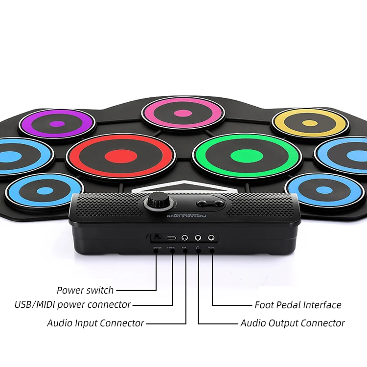 Professional Digital Portable Drum Set Drumset Accessories Electric Musical Instrumental Drums