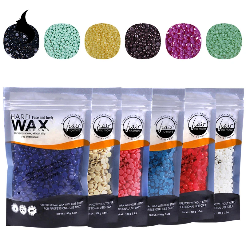 
New English 100g Hair Removal Hot Hard Wax Beans No Waxing Paper Strips Pearl Depilatory Cream Wax 