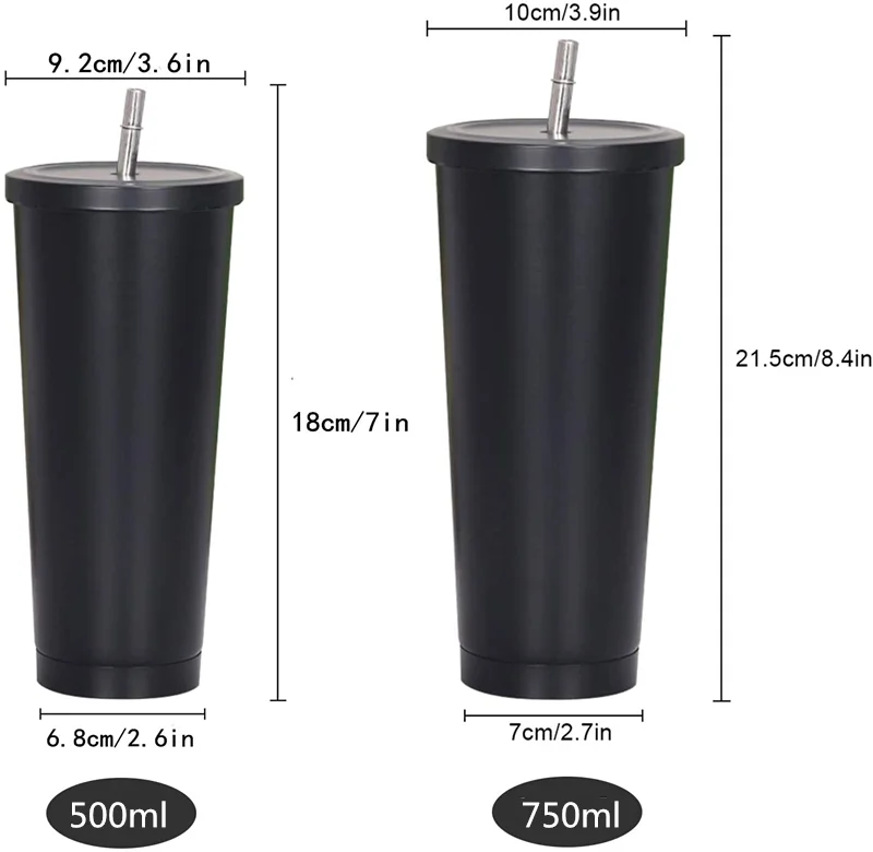 Custom Logo mix color 500 ml Outdoor Travel Double Wall Stainless Steel travel Coffee Mug With Straw