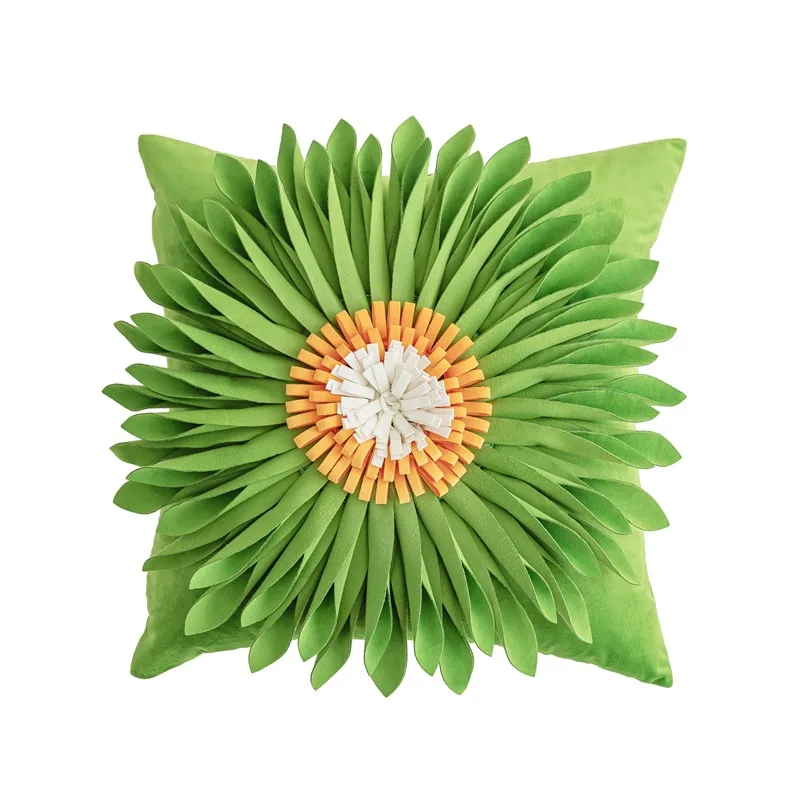 Pink white Flower Princess 3D printed hand made embroid Sunflower Throw Pillow Cover