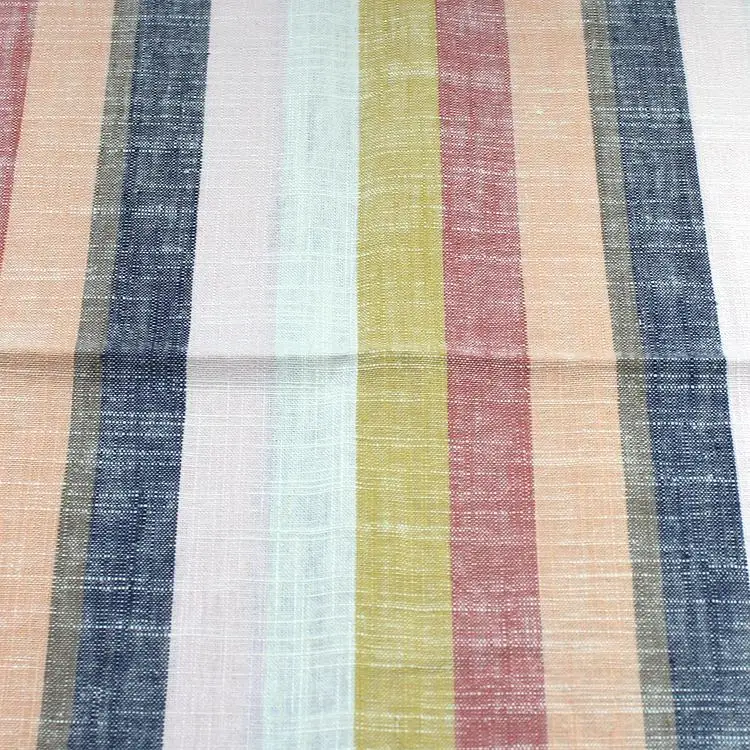 
Hot sale custom wholesale manufacturer yarn dyed stripe 55%linen 45%rayon fabric 