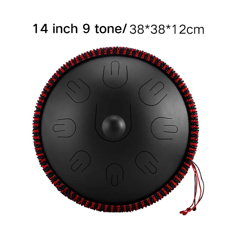 Hluru Wholesale 9 Notes 14 Inch Handpan Tank Drum Musical Instruments With Bulge Bag Steel Tongue Drum TAH