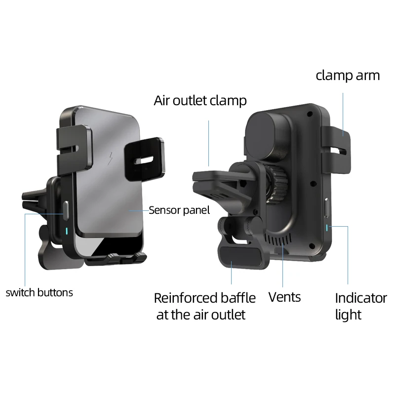 
Trending Products Hot Sale Universal China Wholesale Qi Charger Fast Charging 15W Phone Stand Mount Holder Wireless Car Charger 