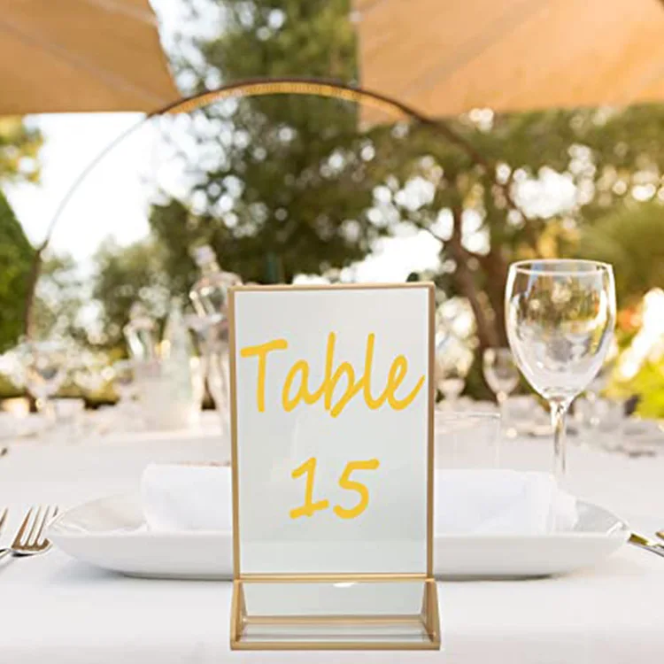 Table number holder acrylic sign display mini menu stand clear acrylic sign holder gold table menu stand card for wedding