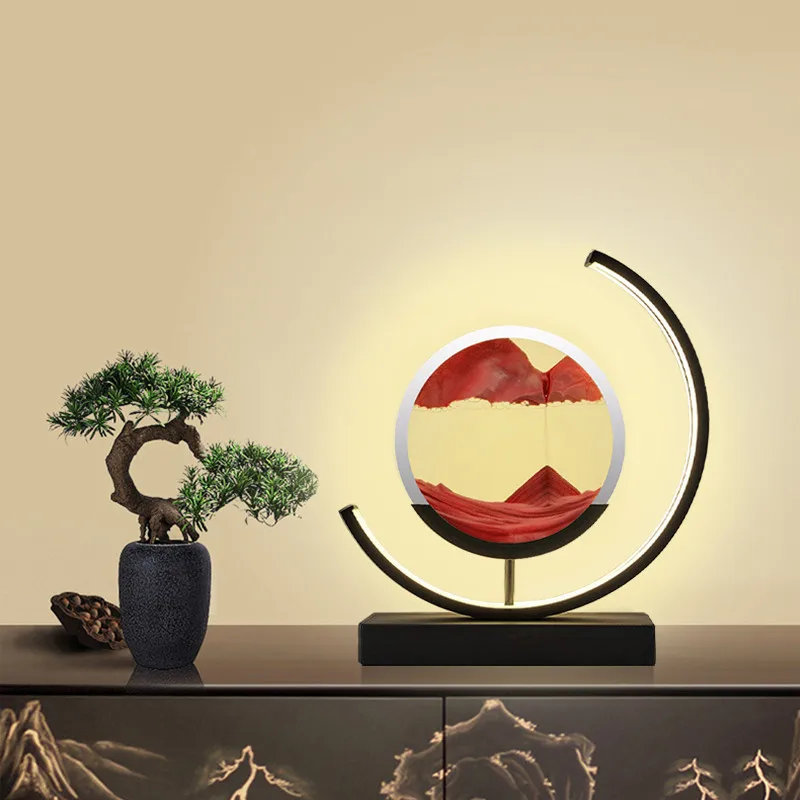 Howlighting Flowing Art Hourglass LED Light Moving Sand Art Picture 3D Dynamic Quick Sand Lamp Quicksand Painting Table Lamp