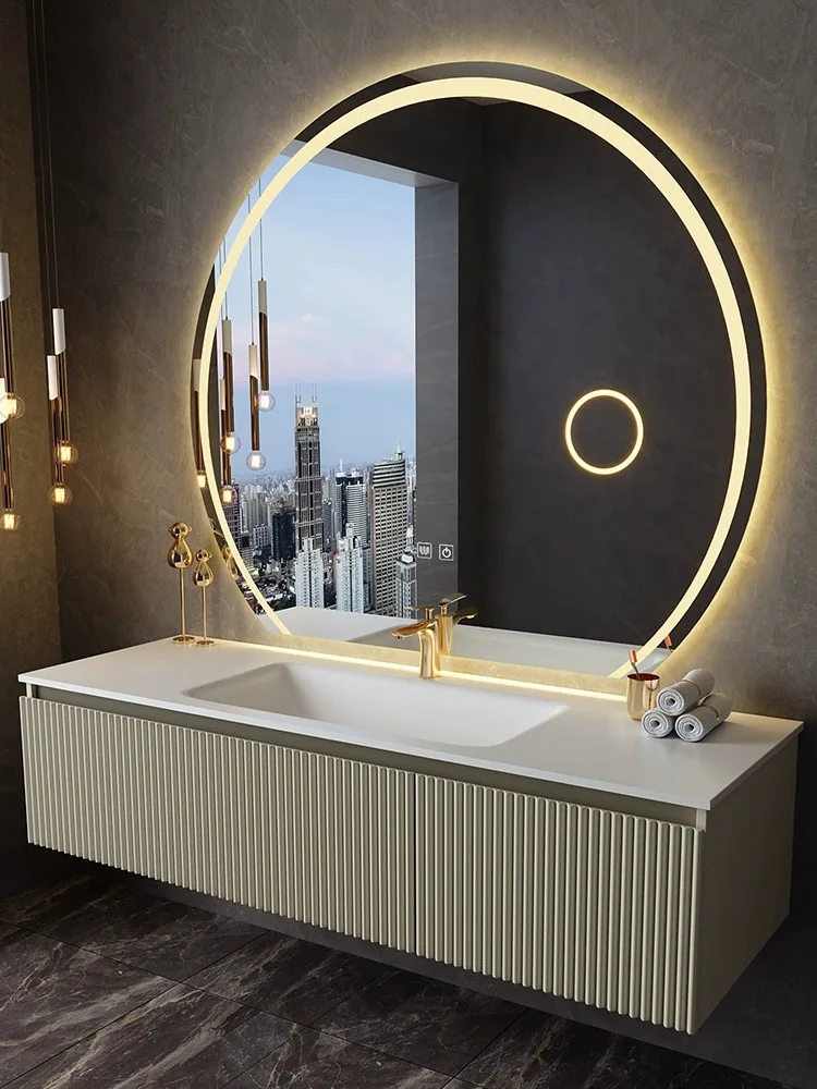 Single  vanity double basin bathroom vanity customizable bathroom cabinet combination dressing smart mirror bathroom sink