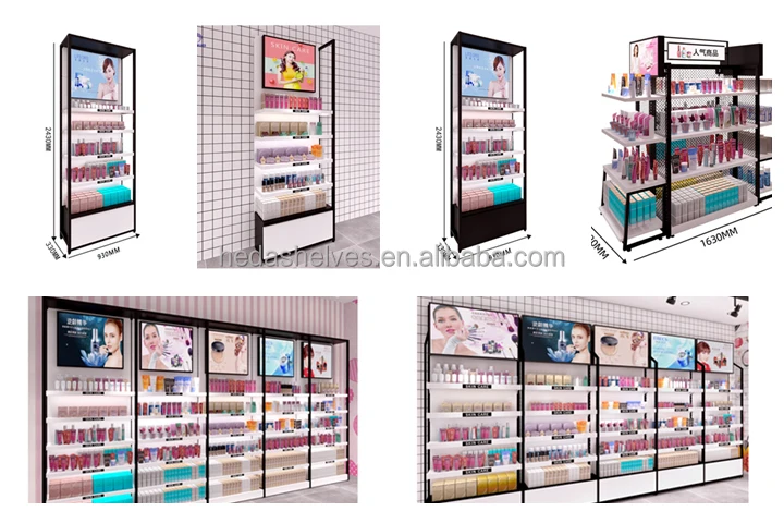 Modern Fashionable Cosmetic Display Shelves Custom Shopping Mall Makeup Display Shelf For Beauty Product