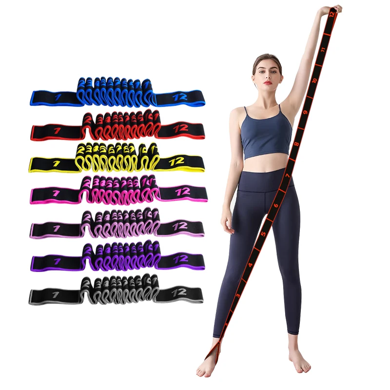 12 8 9 10 Loops Elastic Yoga fitness bands Nylon Gym Equipment with Sport Pullups Fabric Material for Waist Trainer & Yoga Mat