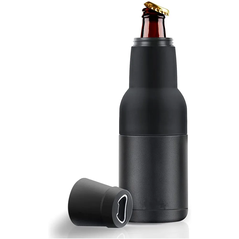 12 oz Slim Can Insulator Holder Non Tipping Vacuum Insulated Double Walled Stainless Steel Beer Bottle and Can Cooler with Beer
