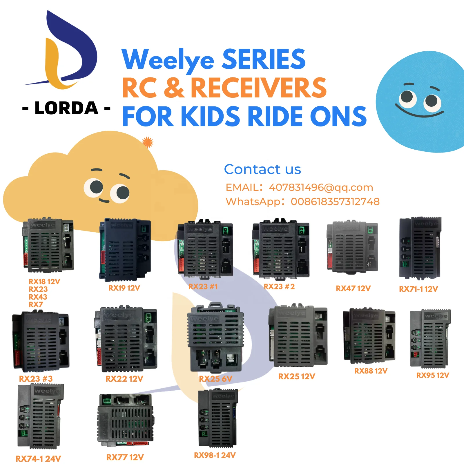 Lorda RX25 6V receiver and controller ride on kids electric toy car 2.4G RC receiver controller motherboard