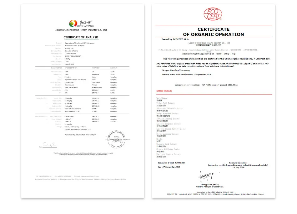 Органический бета-глюкан 30% порошок экстракта грибов Лев
