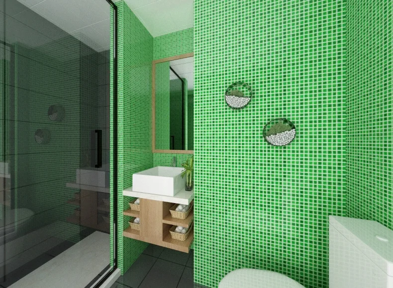 Green single grain 25*25 swimming pool mosaic can be wholesale kitchen decoration interior background wall floor mosaic