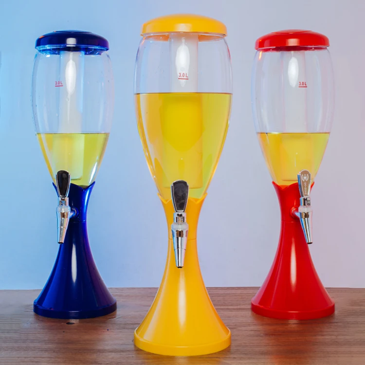 Wholesale 1.5L 3L Led Lighted Beer And Wine Dispenser Plastic Beer Cooler Dispenser Bar Juice Beer Tower