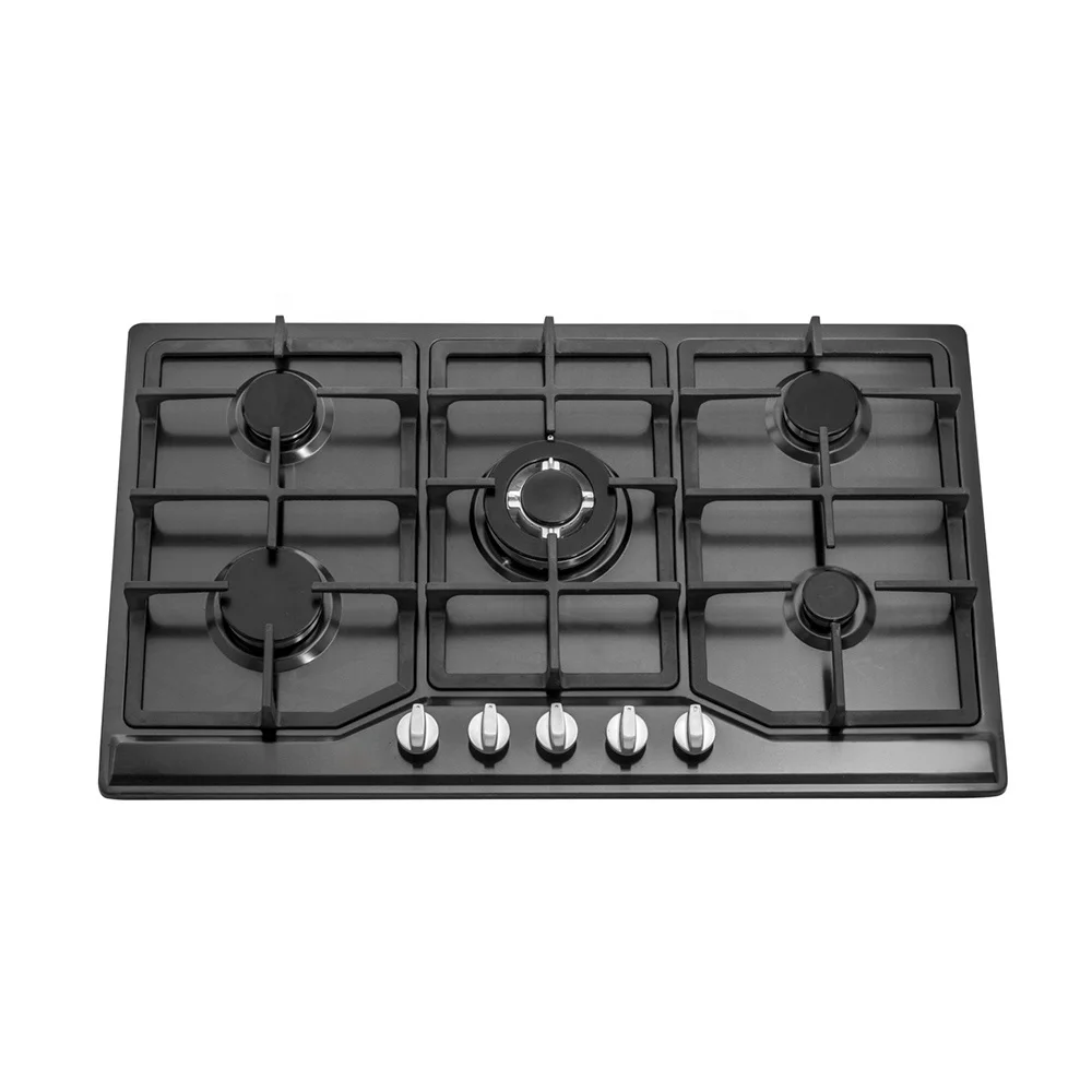 Горячая Распродажа, Китай, Чжуншань, кухонная плита, Черная Нержавеющая Сталь, 5 горелок, кольцевая газовая плита