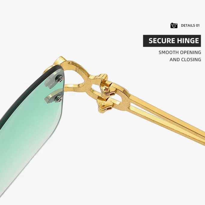 Luxury Rimless Tiger Design Sun Shades Woman Man Sun Glasses Eye Glasses UV 400 Square Metal Multi Color Sunglasses Wholesale