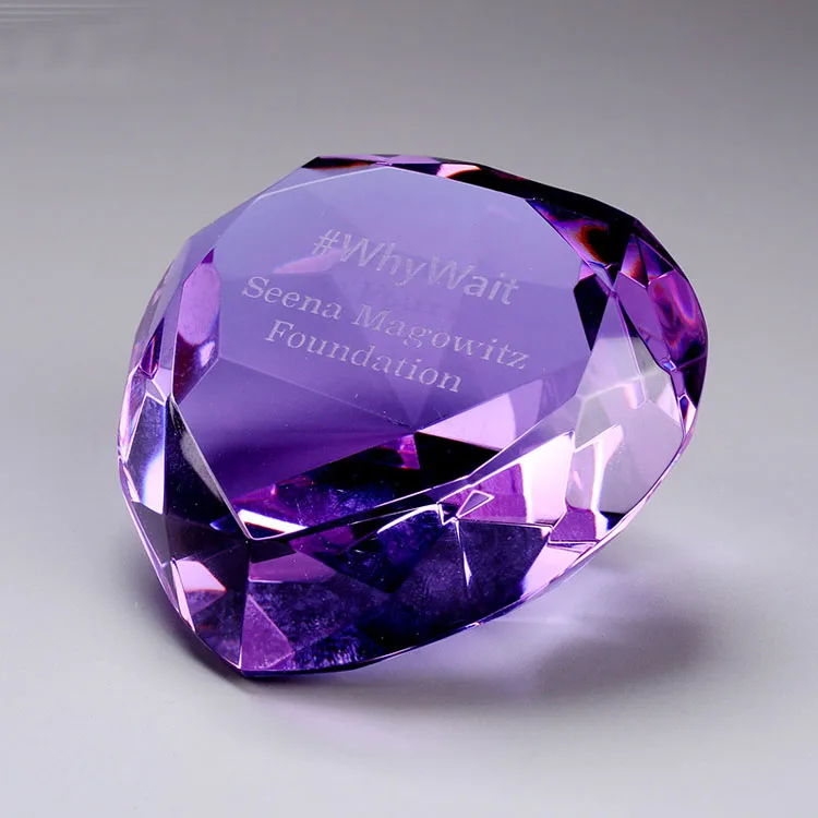 New customized 2022 Crystal diamond shaped paperweight glass large diamond custom lettering