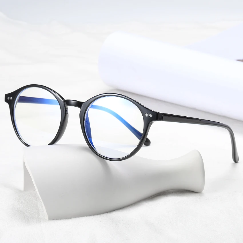 Trendy tr90 women men adult oem round frame clear prescription uv gaming glasses blue light oculos luz azul