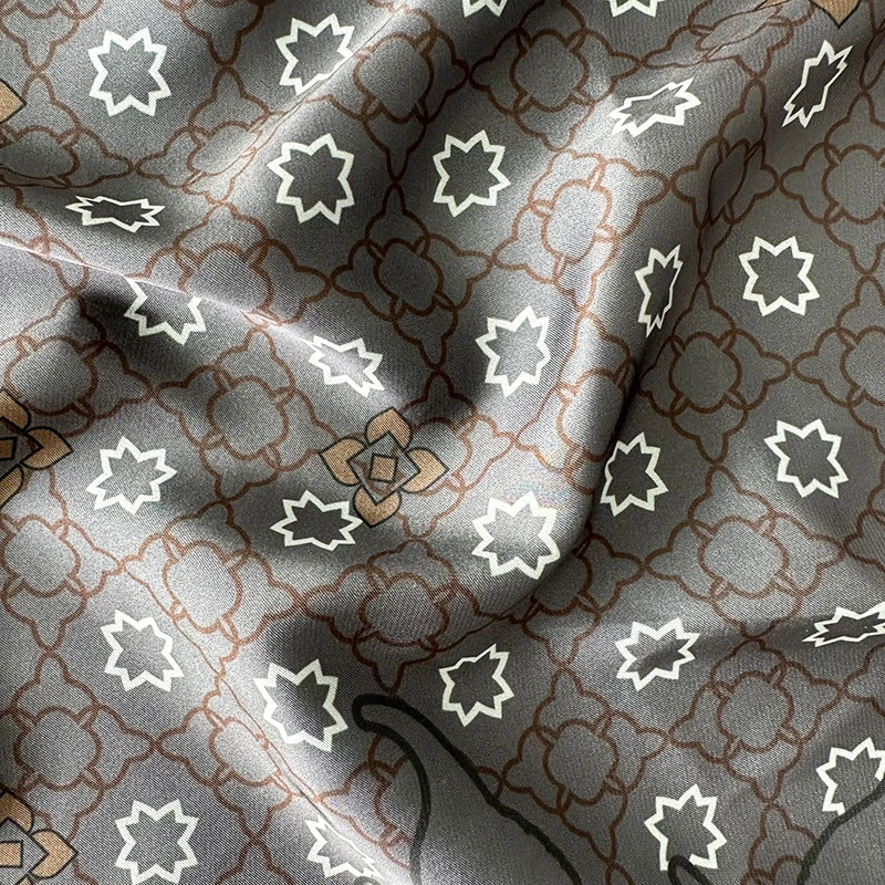 Custom Low Moq Silky Satin Chiffon Abstract Pattern Fabric medium Weight 84gsm Wedding Material , hair scrunchy, turban fabric