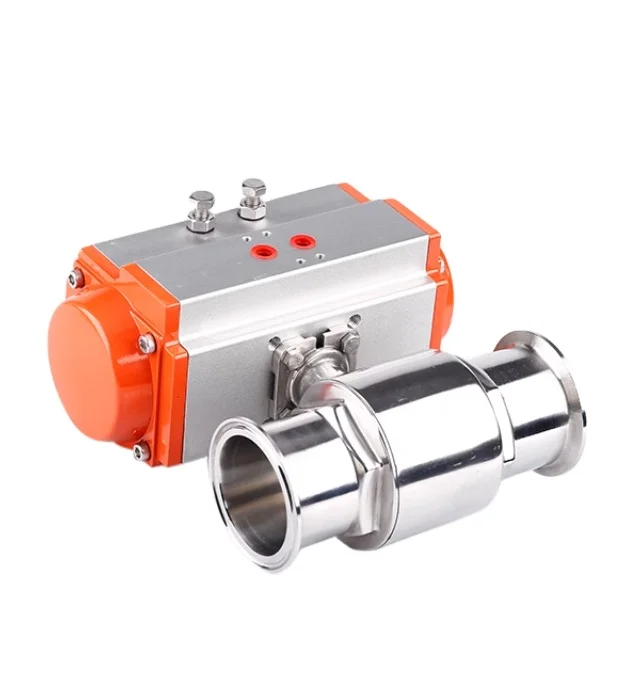 KQ Wholesale Food Grade Stainless Steel 304 316 4 Inch Tri Clamp Connection Sanitary Pneumatic Actuator Ball Valve