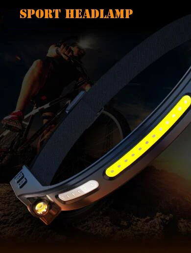 USB Rechargeable Led Headband Headlamps Outdoor Night Cycling Light Wide Angle Headlight Sensor Waterproof Headlamp Flashlight