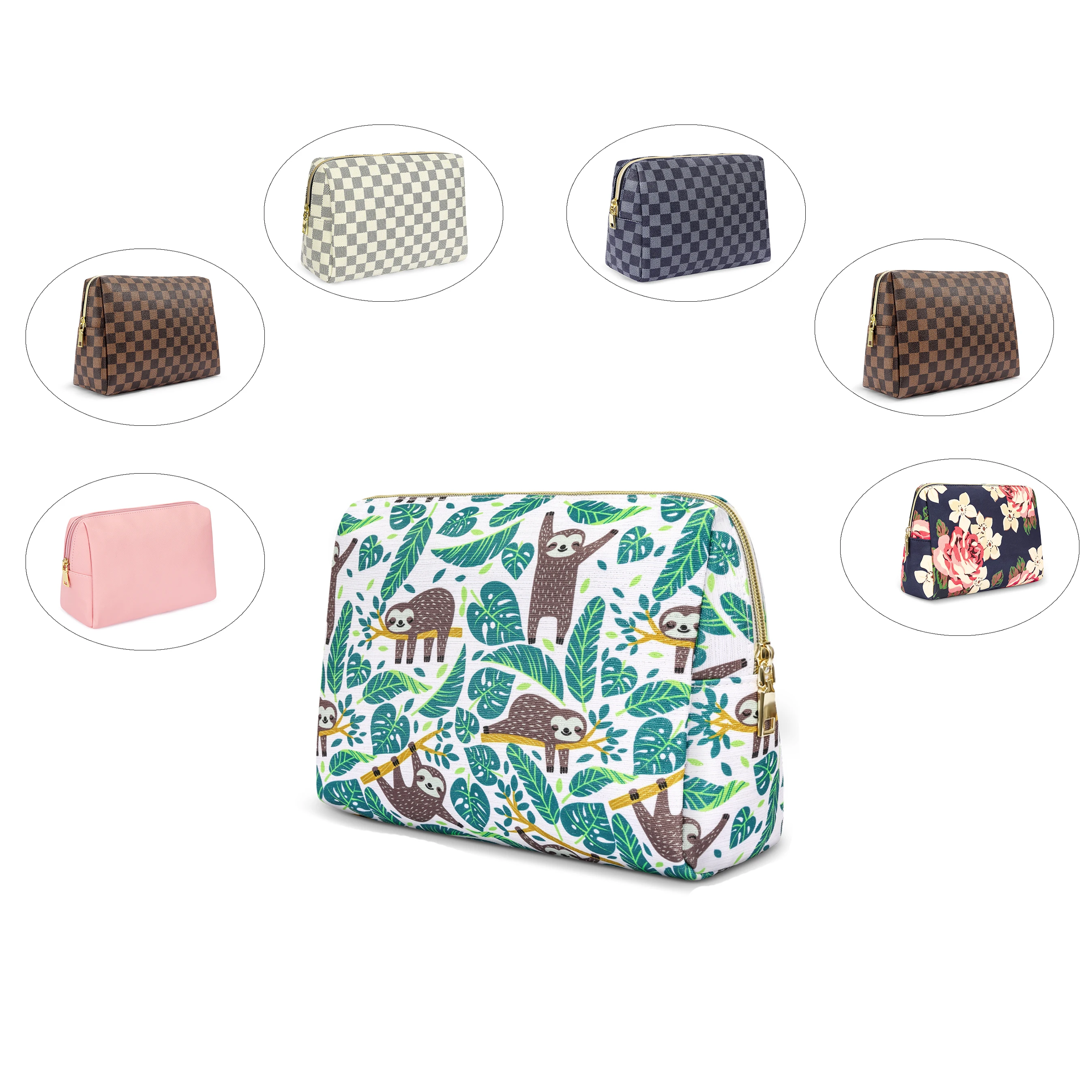 Travel Pouch Cosmetic Digital Makeup Bag for Women Adorable Roomy Makeup Bags Bag Accessories Organizer Sloth Gifts