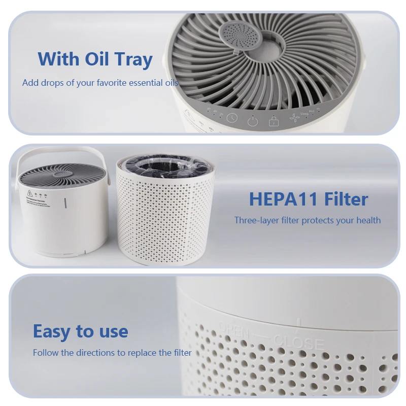 H11 HEPA 3 in 1 filter air purifier with essential oil quiet small