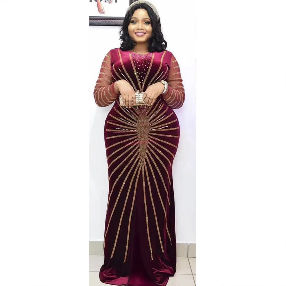 Slim fishtail shining beaded open sleeve elegant party night dress