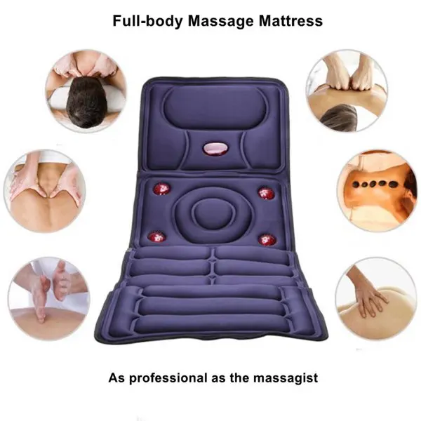 Electric Vibrating Massage Mattress Bed Cushion Body Pad Heat Therapy Infrared