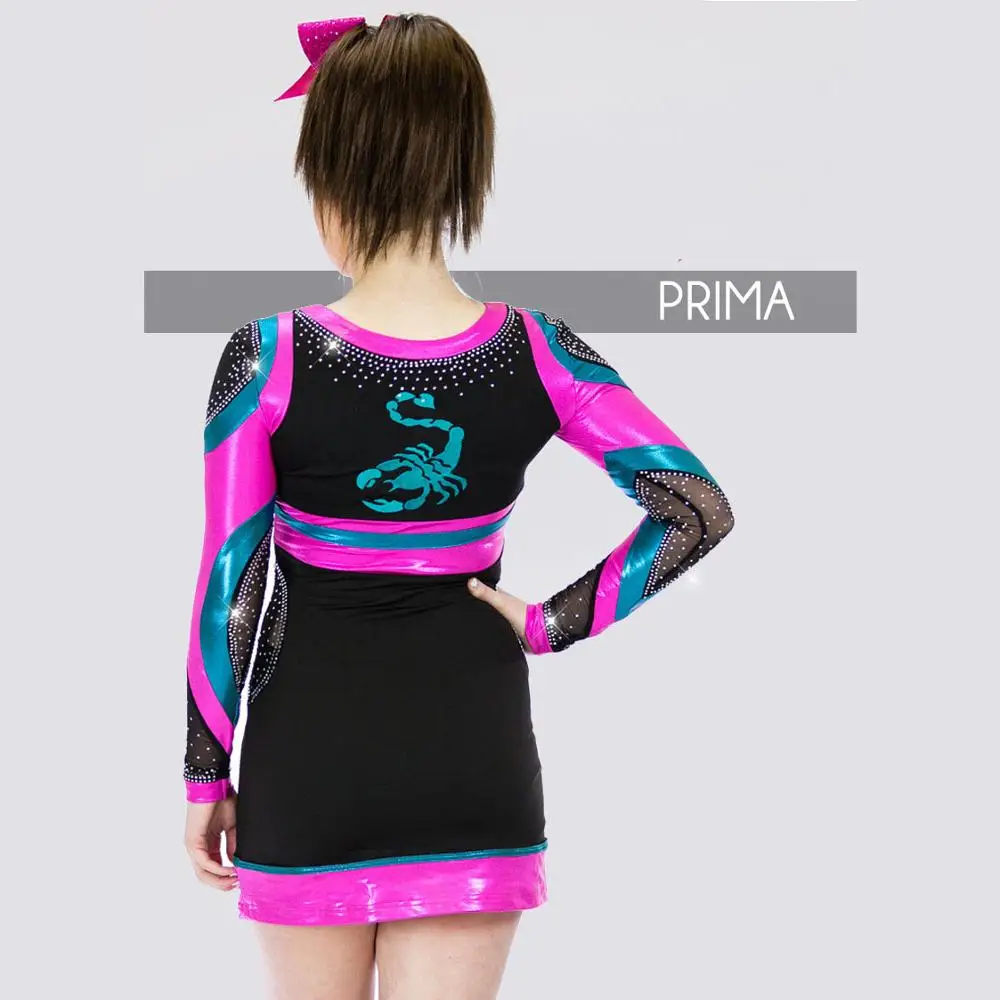 Glitter Spandex material youth girls cheer leading custom uniforms