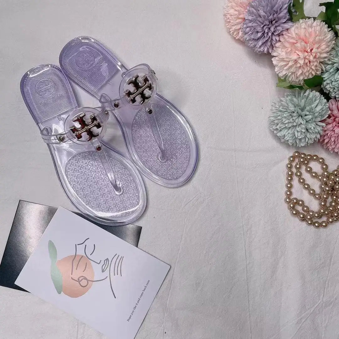 Модные новые высококачественные Шлепанцы из желе и стекла, женские летние шлепанцы