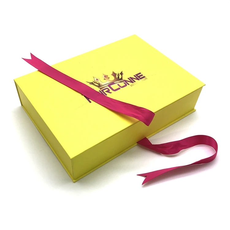 
Luxury Custom Logo Clothing Swimwear Dress Pants Wigs Packaging Box Gift Box With Ribbon And Satin For Hair Extensions 