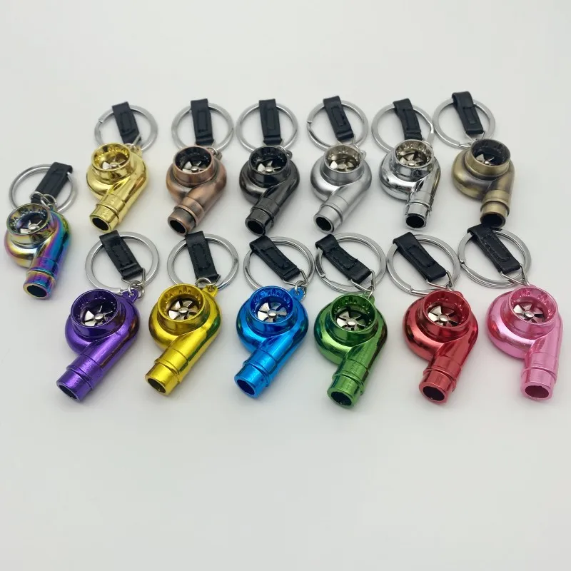 Custom LOGO Rotors turbo whistle keychain Metal Spinning Turbocharger Automotive Mini 3D Car Part Keychain metal key chains