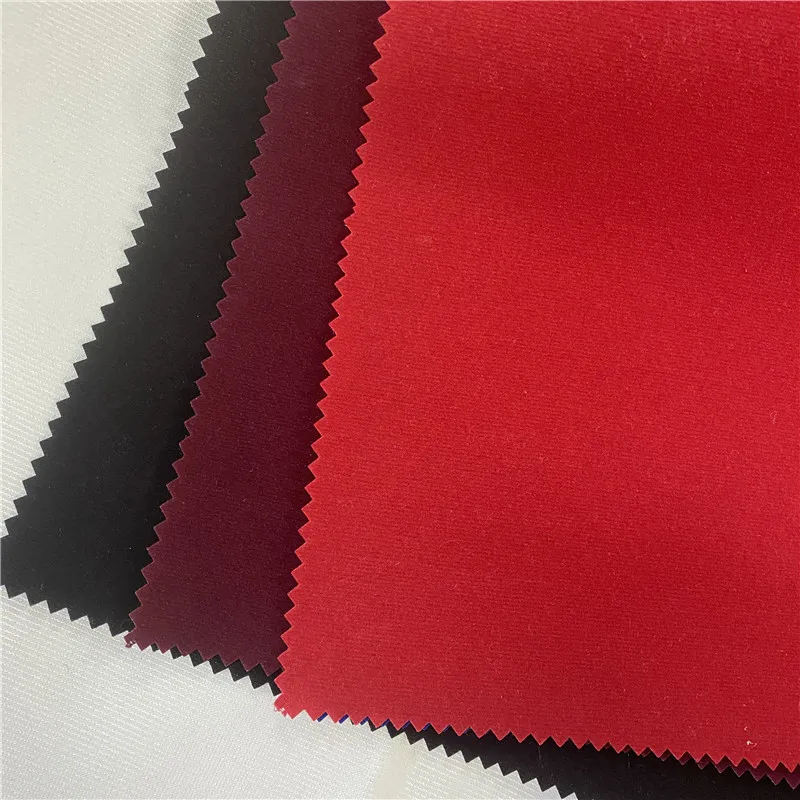 Flocked 110gms knitted velvet upholstery fabric for pouch