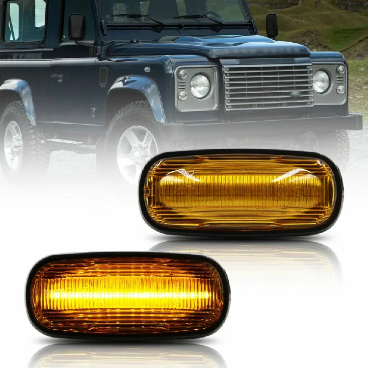 Amber Color Side Markers Flowing Turn Signal Light For Land Rove-r Discovery 2 99-04 Freelander 02-05 Defender TD5 98-15