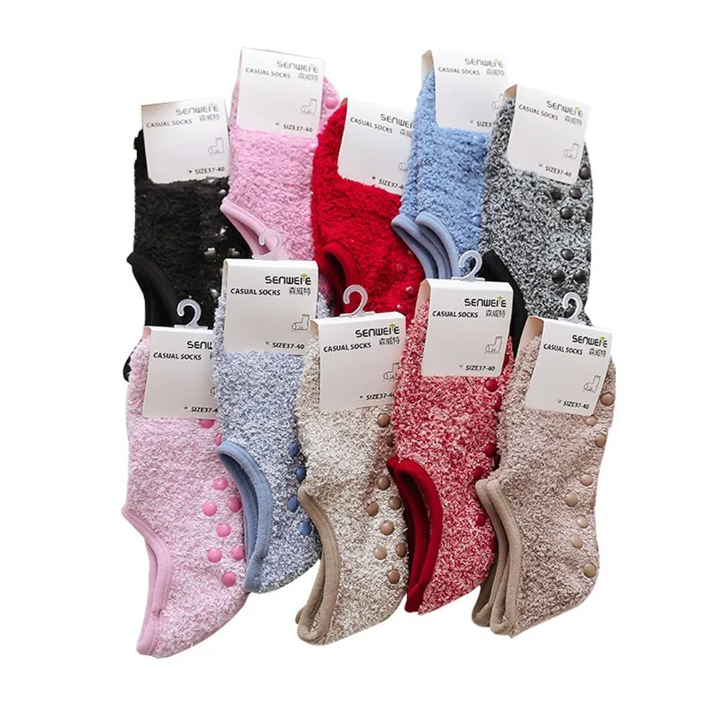 Anti Slip No Show Thermal Winter Warm Fuzzy Slipper AntiSlip Fleece Lined Sherpa Floor Socks