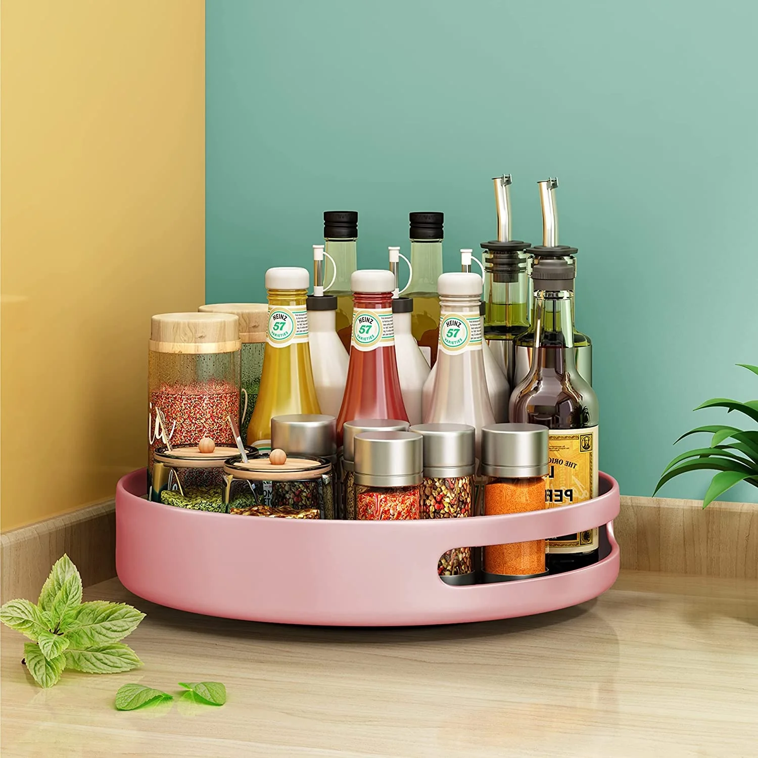 Steel Organizer Rotating Spice Racks for Pantry Cabinet Cupboard Table with Turntable 10 inch