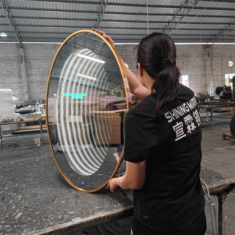 Wholesale Factory Bathroom LED Lighted Wall Mirror Fashion Bathroom Decor Vanity Mirror Memory Dimmable Touch Switch Control