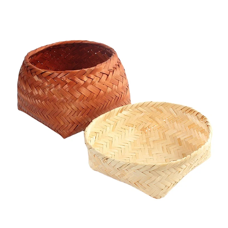 Rectangular Desktop Storage Handmade Handcraft Bamboo Basket Rope Woven bamboo Basket Gift Storage Baskets