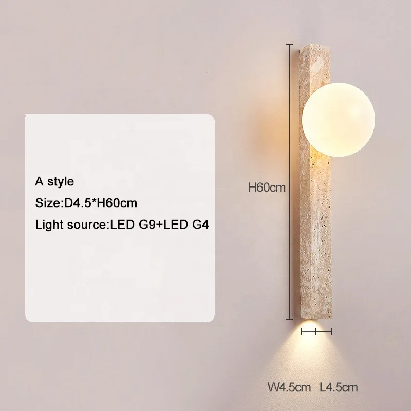 French Cream Style Living Room Advanced Background Wall Lamp Rectangular Natural Stone Corridor Bedroom Bedside Decorative Light