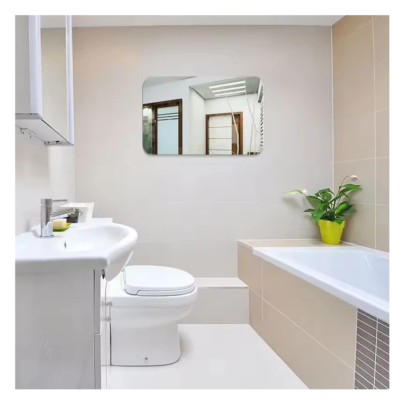 Custom Designed Large Size Unbreakable 4x4 2 3 Inch 1mm Long Square Rectangle Wall Mounted Decorative Sheet Self Adhesive Mirror