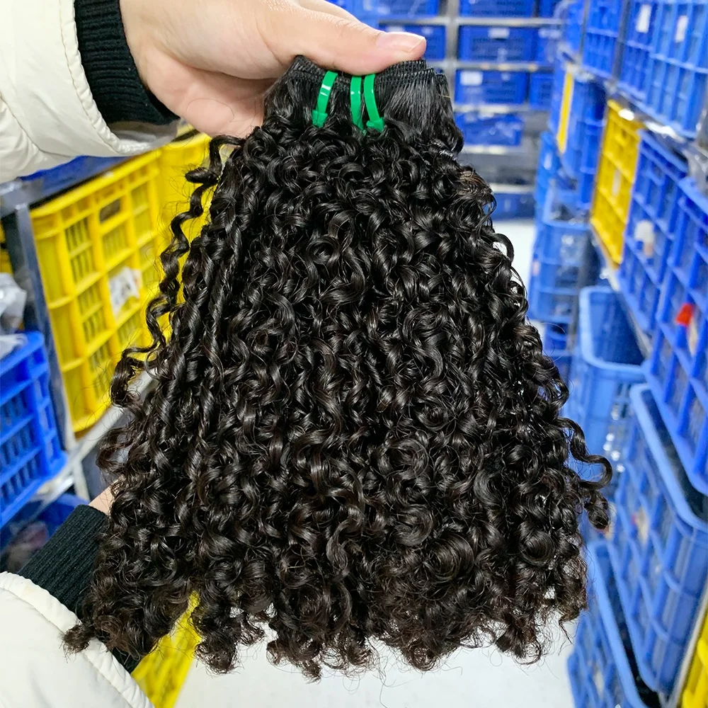 12A Grade Funmi Hair Super Double Drawn Virgin Cuticle Aligned Brazilian Hair Bundles Funmi Pixie Curly Natural Black Color