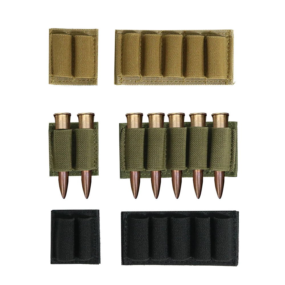 Tactical Hunting Ammo Holder 5 Rounds Shell Holder Bullet Bag Adhesive Patch Cartridge Carrier Mag Pouch