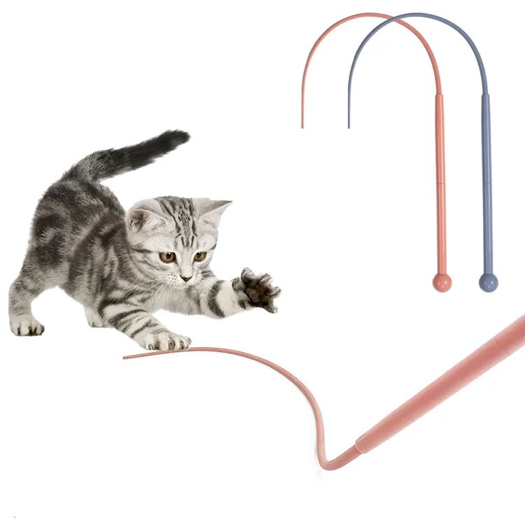 Factory direct silicone cat teaser simulation simulation rat tail long strip cat teaser to relieve boredom cat toys