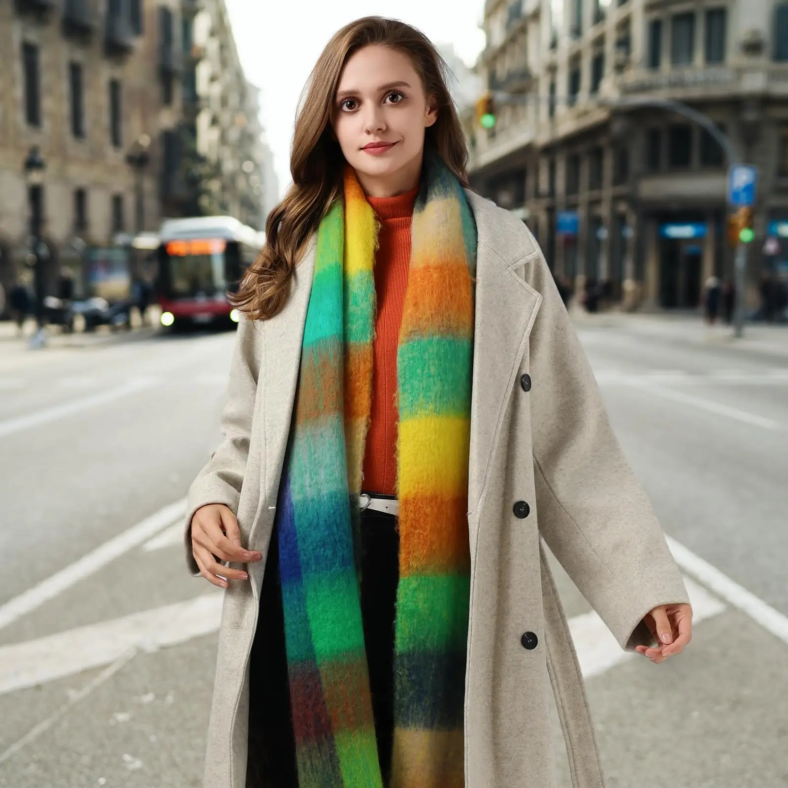 Madeshine разноцветные радужные мохеровые пашмины многоцветный пастельный двусторонний зимний теплый шарф шали